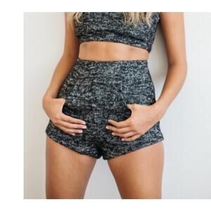 Stone Cold Fox Geary Wool Tweed Shorts Front Pocket Black White, size 1